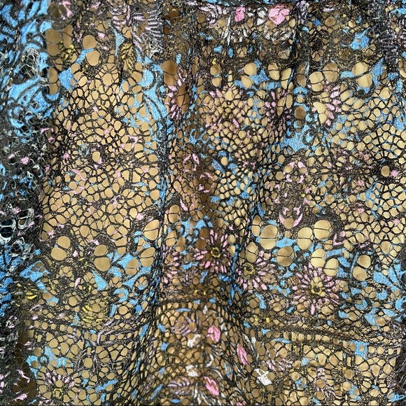 NWT See U Soon Black Blue Lace Overlay Midi Skirt - Picture 7 of 8